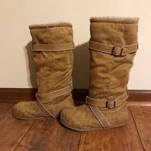 Bakers light tan calf/knee boots - size 7